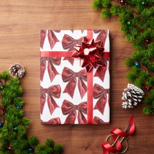 Chic Red Bows Weihnachten Geschenkpapier