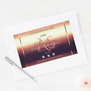 Chic Red Brown Product Labels Jewels Initials Logo Rechteckiger Aufkleber