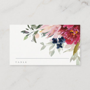 Chic Red Burgundy Blush Blue Gold Floral Taufe Platzkarte