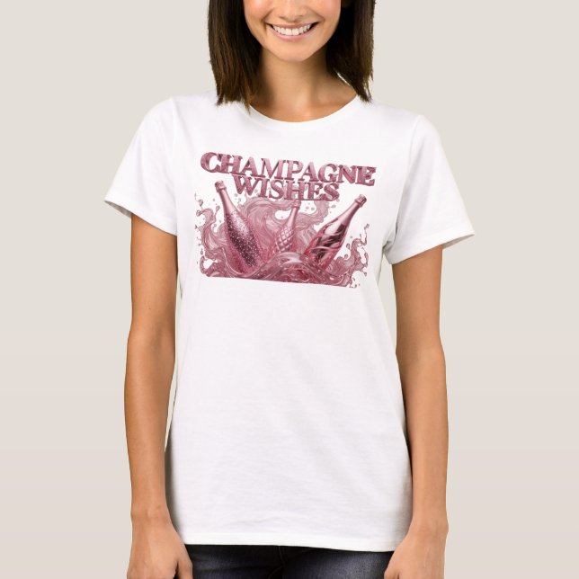 Chic Red CHAMPAGNER WÜNSCHE Statement T-Shirt (Vorderseite)