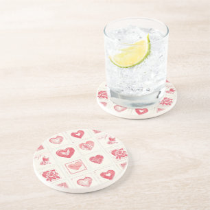 Chic Red Cream Valentine Liebe Getränkeuntersetzer