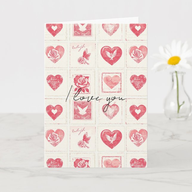 Chic Red Cream Valentine Liebe Karte (Kleine Pflanze)