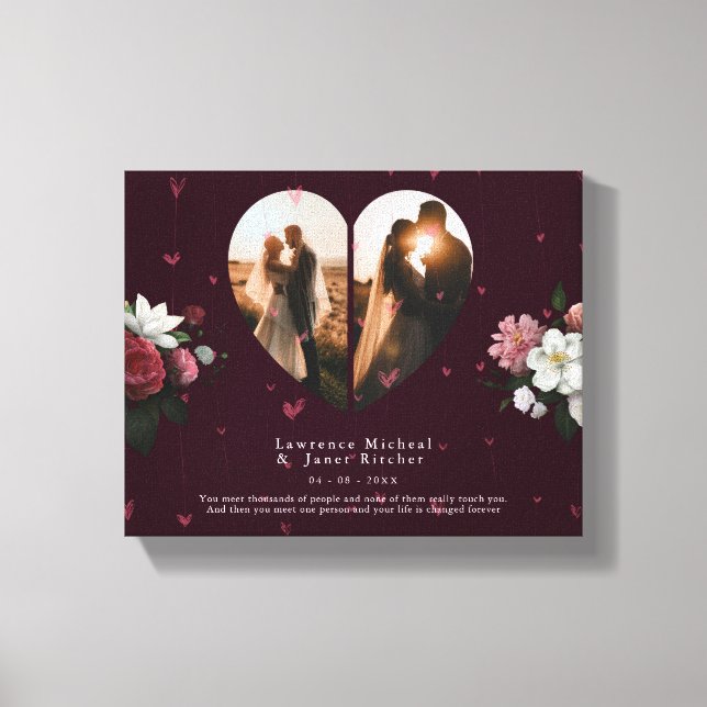 Chic Red Custom Herz Form Geschenk für sie & ihn Leinwanddruck (Vorderseite)