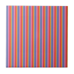 Chic Red, Gelb, Rosa, Blue Strip Keramik Tile Fliese
