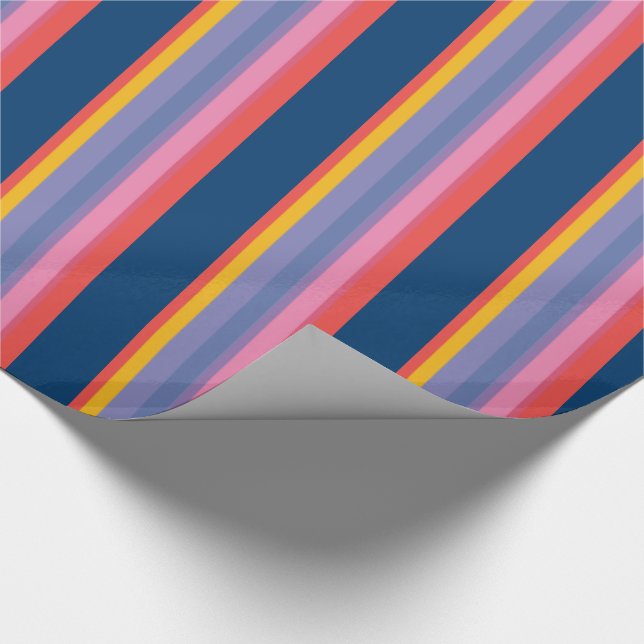 Chic Red, Gelb, Rosa, Blue Stripping Paper Geschenkpapier (Ecke)