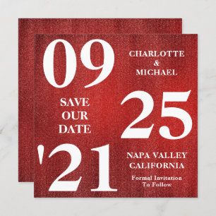 Chic Red Glitzer Sparkle Moderne Save the Date Einladung