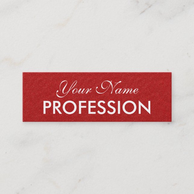 Chic Red Glitzer White Elegante DIY Text Mini Visitenkarte (Vorderseite)