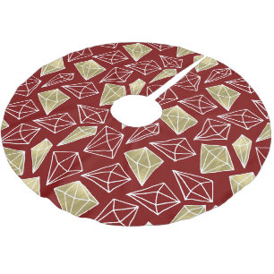 Chic Red Gold Diamonds Weihnachten Polyester Weihnachtsbaumdecke