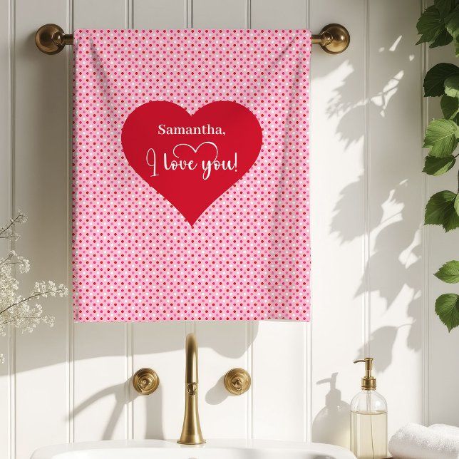 Chic Red Hearts Valentine Gift for Wife Bath Towel Badhandtuch Set (Chic Red Hearts Valentine Gift for Wife Bath Towel)