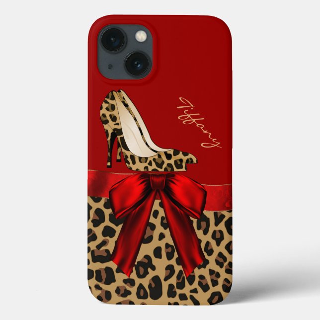 Chic Red & Jaguar Print Samsung Galaxy Hinweis 4 F Case-Mate iPhone Hülle (Rückseite)