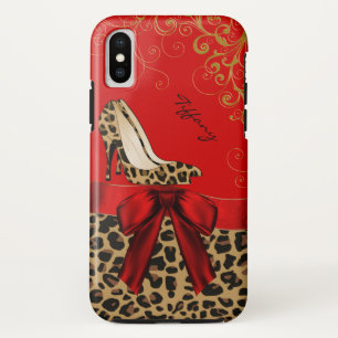 Chic Red & Leopard Print Case-Mate iPhone Hülle