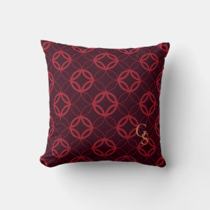 Chic Red Marokkanisches Kreismuster Monogramm Kissen