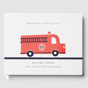 Chic Red Navy Fire LKW Motor jedes Alter Geburtsta Gästebuch