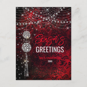 Chic Red Ornaments Glitzer Weihnachten Neues Jahr Postkarte