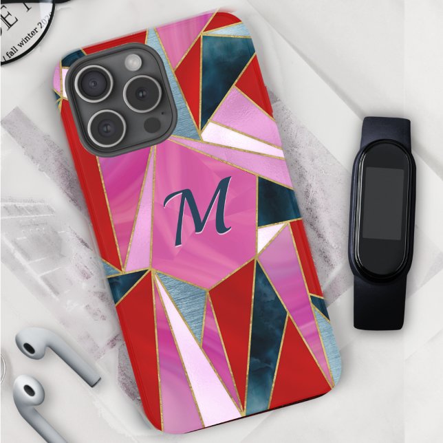 Chic red pink gray abstrakte geometrische Case-Mat Case-Mate iPhone Hülle (Von Creator hochgeladen)