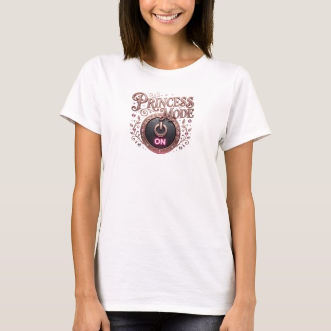 Chic Red PRINCESS MODE ON Tragbare Kunst T-Shirt (Vorderseite)