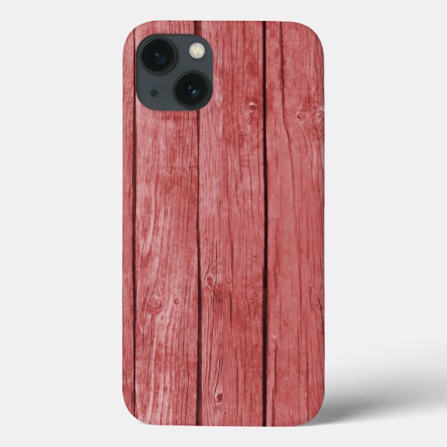 Chic Red Rustic Wood Case-Mate iPhone Hülle (Rückseite)