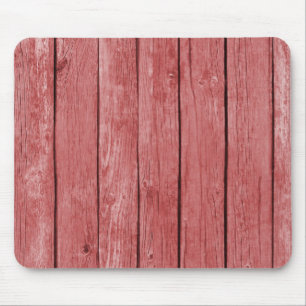 Chic Red Rustic Wood Mousepad