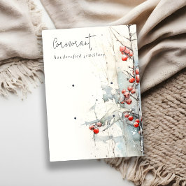 Chic Red Snow Winter Berries 2 Earring Stud Holder Visitenkarte