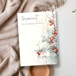 Chic Red Snow Winter Berries Blank Juwelier Visitenkarte
