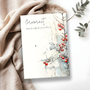 Chic Red Snow Winter Berries Earring Stud Holder Visitenkarte