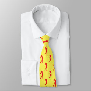 Chic Red Sports Lady Golfer Silhouette Neck Tie Krawatte