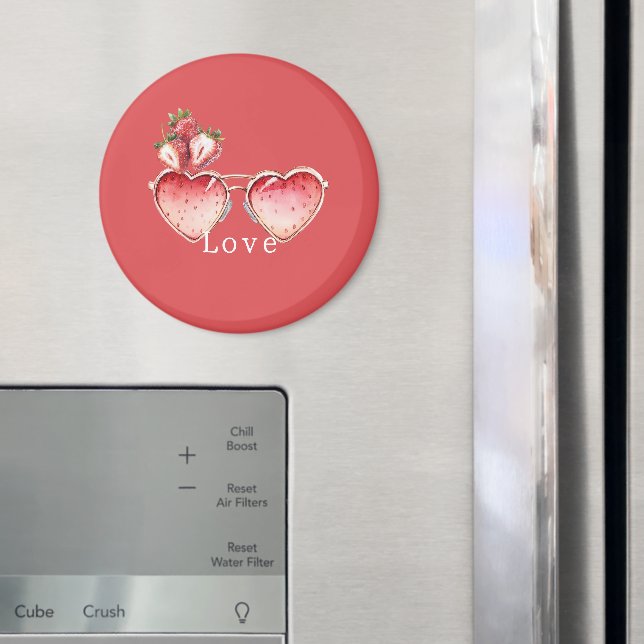 Chic Red Strawberry Heart Colored Glasses Magnet (In Situ (Kühlschrank))