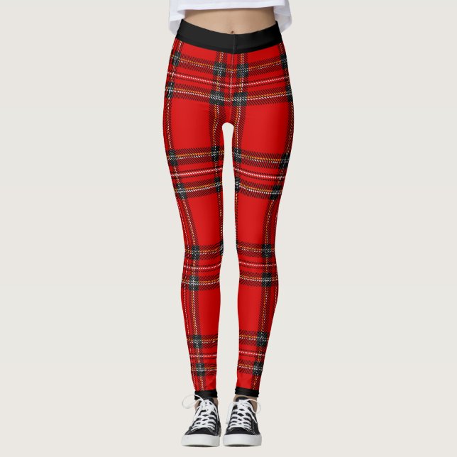 Chic Red Tartan kariert Leggings (Vorderseite)