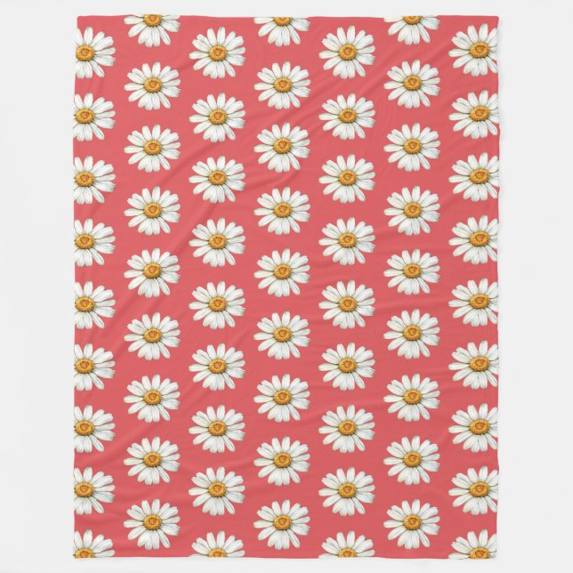 Chic Red White Daisy Flowers Birthday Fleecedecke (Vorderseite)