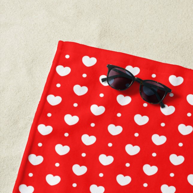 Chic Red White Hearts Pattern Family Beach Handtuc Strandtuch (Beispiel)