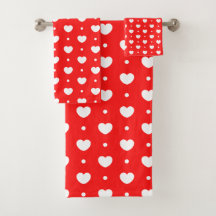Chic Red White Hearts Pattern Girl Bath Handtuch S