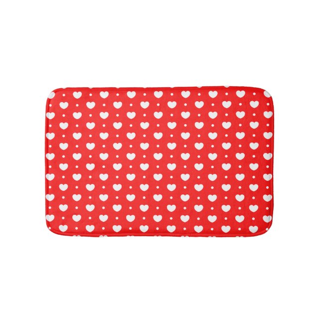 Chic Red White Hearts Pattern Girl Bath Mat Badematte (Vorderseite)