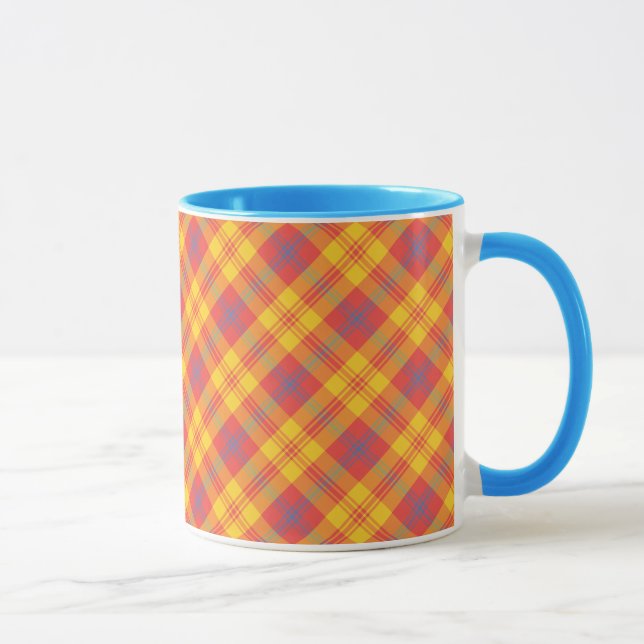 Chic Red Yellow and Blue Kariert Coffee Tasse (Rechts)