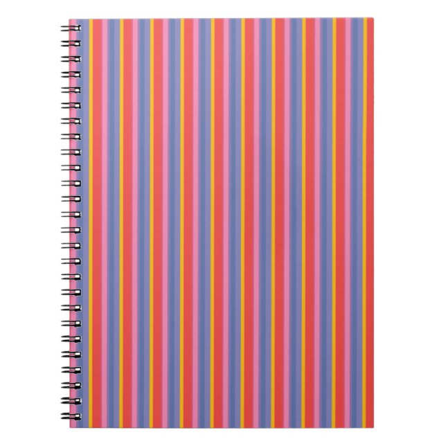 Chic Red Yellow Pink Blue Stripe Spiral Notebook Notizblock (Vorderseite)