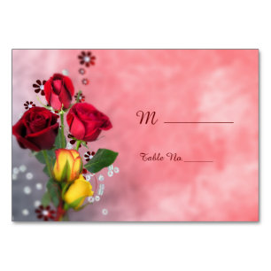 Chic Red & Yellow Roses Birthday Tischnummer