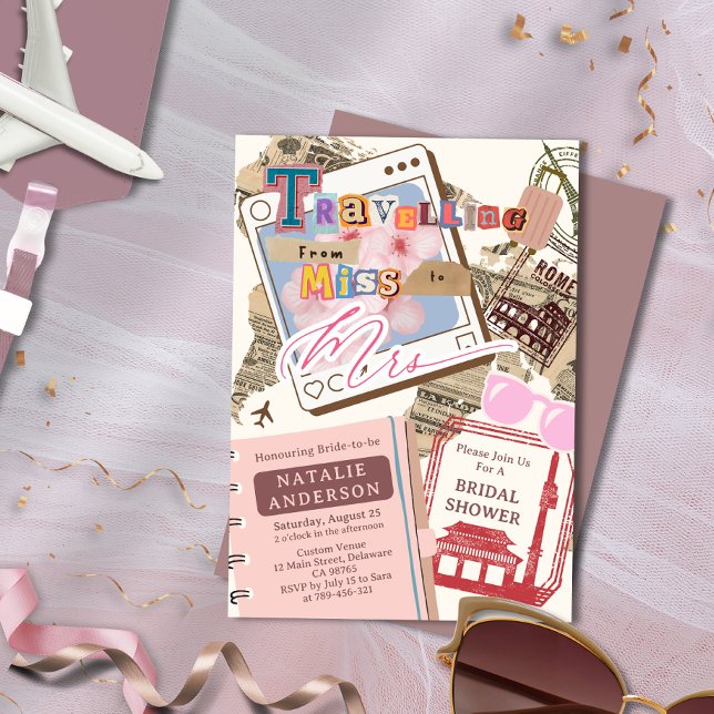 Chic Reisen von Miss zu Mrs. Brautparty Einladung (Chic Travelling from Miss to Mrs Bridal Shower Invitation)