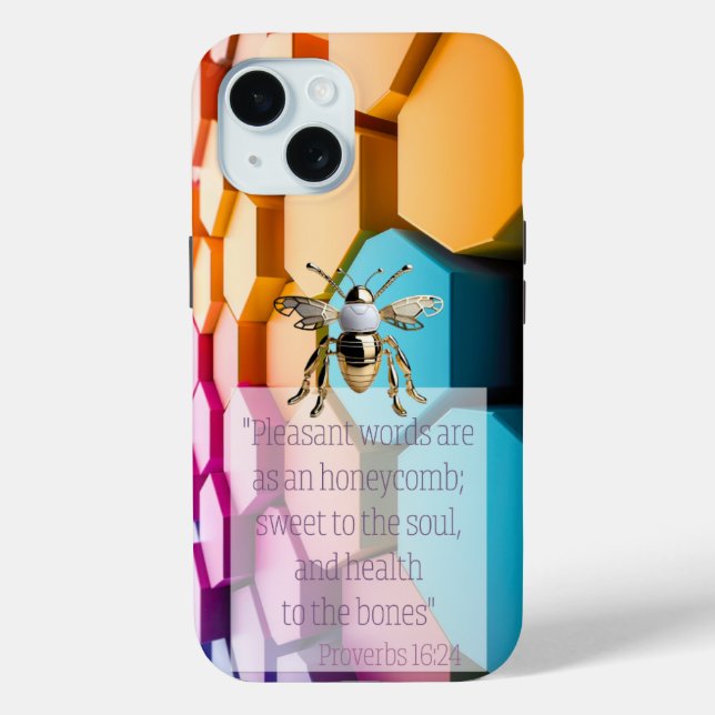 Chic religiöser Regenbogen-Waben-Goldbiene Case-Mate iPhone Hülle (Rückseite)