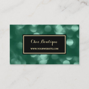 Chic Retail Boutique Glamour Green Luxe Bokeh Visitenkarte