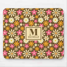 Chic Retro 70er Groovy Hippie Blume Monogramm