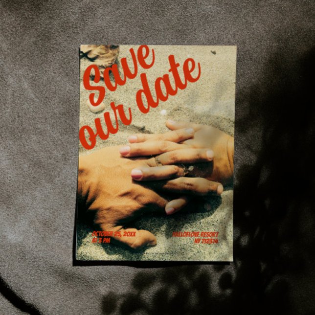 Chic Retro 90er Foto Save the Date Einladung (Retro Photo Save the Date Invitation)