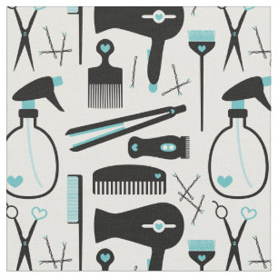 Chic Retro Aquamarinen Schwarz-weißen Haarsalon T Stoff