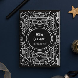 Chic Retro Art Deko Merry Christmas Feiertagskarte