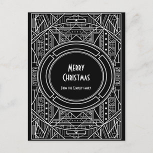 Chic Retro Art Deko Merry Christmas Postkarte