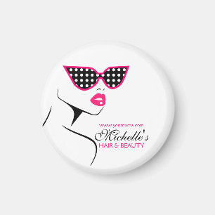 Chic Retro Black Pink Polka Dot Sonnenbrille Schön Magnet