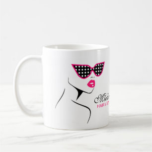 Chic Retro Black Pink Polka Dot Sonnenbrille Schön Tasse