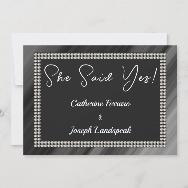 Chic Retro Black & White Pearls Save The Date (Vorderseite)