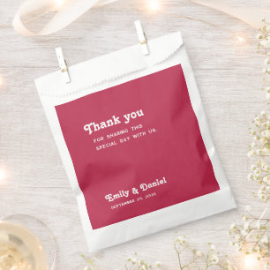 Chic Retro Bright Hot Pink Wedding Vielen Dank Geschenktütchen