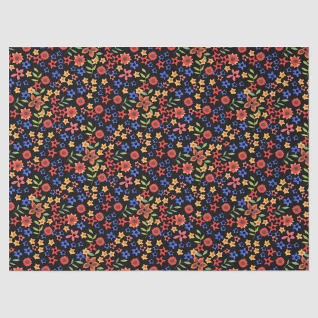 Chic Retro Ditsy Blumengewebe Papier (Vorderseite)