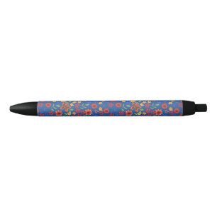 Chic Retro Floral Print auf Blue Pen Kugelschreiber