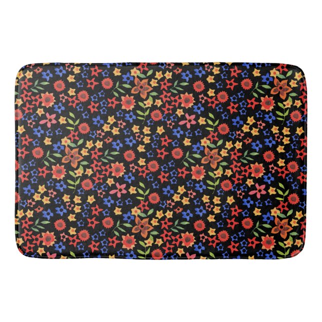 Chic Retro Floral Print Custom Bath Mat Badematte (Vorderseite)